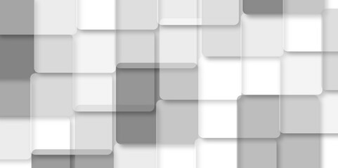 Abstract white, gray geometric overlapping square pattern, design of technology background with shadow.  Seamless technology concept layered geometric line triangle shapes background. 