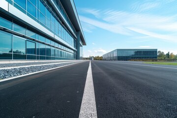 Fototapeta premium Empty road next to a modern building