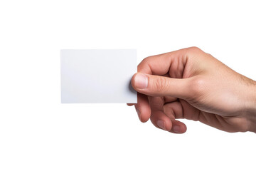 Obraz premium A hand holding a blank card, ideal for business, identification, or promotional uses in various projects.