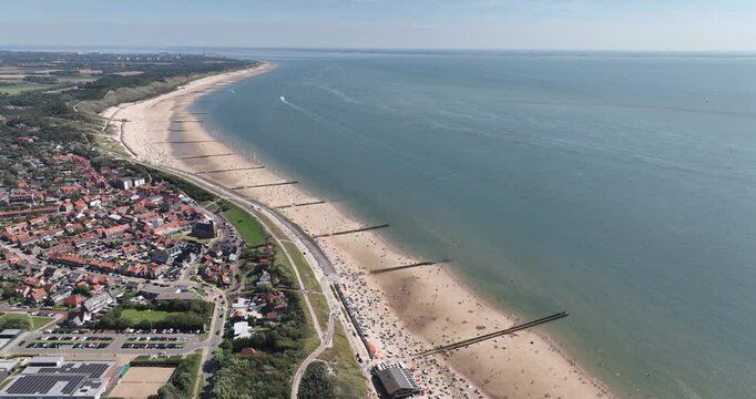 Dutch summer beach and shore line at Zoutelande,Zeeland, The Netherlands.
