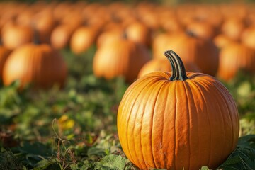 A Single Pumpkin in a Field of Pumpkins