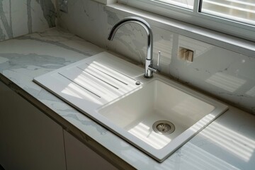 Modern sink in minimalistic kitchen