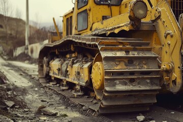 Bulldozer on a road