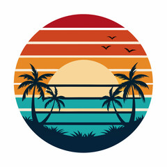 Vintage Sunset Vector Art