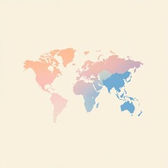 A pastel color world map with a white background.