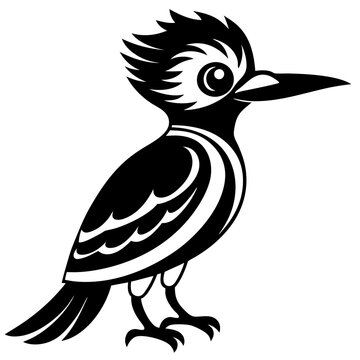 recommend clip art: Cute jacamar bird silhouette vector on white background