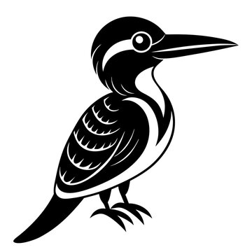 recommend clip art: Cute jacamar bird silhouette vector on white background