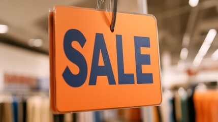 Bright and eyecatching SALE sign with bold vibrant letters set against a retail display background creating a sense of urgency and excitement for shoppers