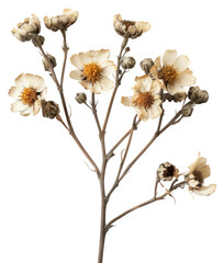 Dried delicate flowers on white