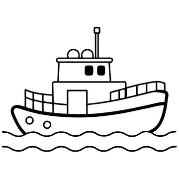 recommend clip art: Line Art Tugboat Vector