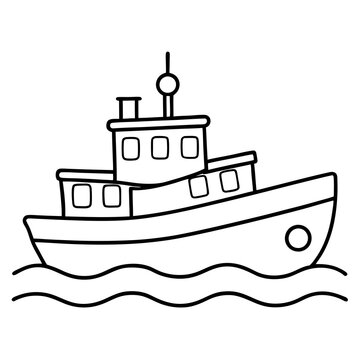 recommend clip art: Line Art Tugboat Vector