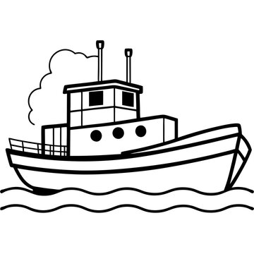 recommend clip art: Line Art Tugboat Vector