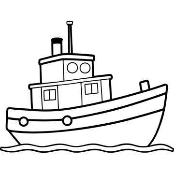 recommend clip art: Line Art Tugboat Vector