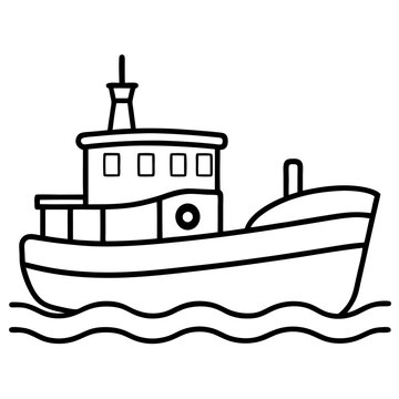 recommend clip art: Line Art Tugboat Vector