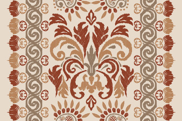 Motifs Ikat floral paisley embroidery floral.ikat ethnic oriental pattern traditional.Ikat embroidery style abstract embroidery design for texture, fabric, clothing, wrapping, decoration