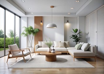 Minimalist Breeze: White, Clean Lines, Airy, Zen Atmosphere, Neutral Tones