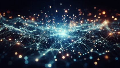 Abstract digital background of points and lines with glowing plexus