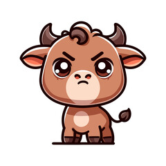 cute angry bull cartoon icon character