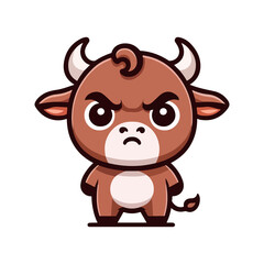 Fototapeta premium cute angry bull cartoon icon character