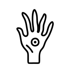 Obraz premium Five-Fingered Monster Hand Outline Icon with Eye in Palm