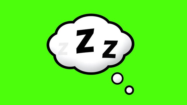 Animation of text Zzz on speech bubble. Transparent background or green background. 4K resolution