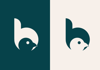 l letter b with bird shape inside logo Vector Image, initial letter B logo design with bird,design vector image , ;letter b bird logo icon design B bird logo letter