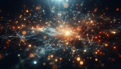 Fototapeta premium Abstract digital background of points and lines with glowing plexus