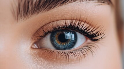 Obraz premium A close up of an eye with thick eyelashes