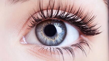 Obraz premium A close up of an eye with thick eyelashes