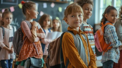 Obraz premium Group of children in classroom.