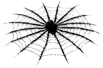 Fototapeta premium Spiderweb with Spider Silhouette