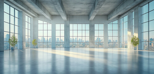 Fototapeta premium Loft. Living room arranged in a factory space. Minimalist decor.
