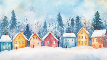 Fototapeta premium Christmas houses in the forest