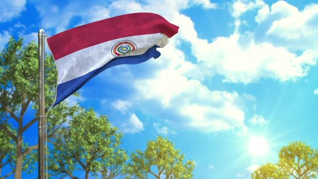flag of Paraguay at sunny day, good ecology symbol