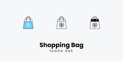 Shopping Bag Icons thin line and glyph vector icon stock illustration