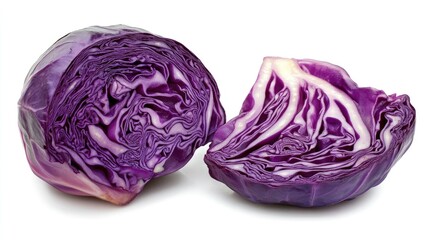 Fototapeta premium Close-up of a Whole and Sliced Red Cabbage