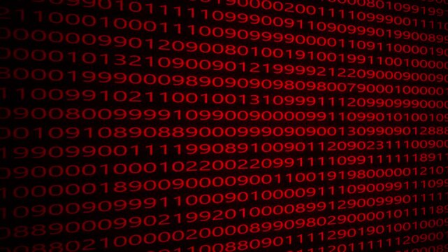 Abstract binary code background digits moving on the screen. Data, code, decryption and encoding concepts. Digital wall background with white numbers. 