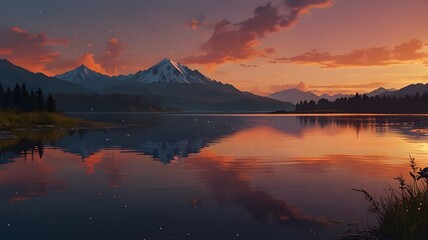 sunrise over the lake