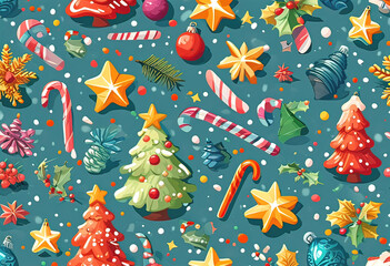 seamless new year background, background image for christmas and holiday, cartoon background for new year