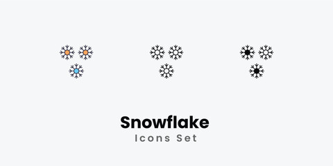 Snowflake  Icons thin line and glyph vector icon stock illustration