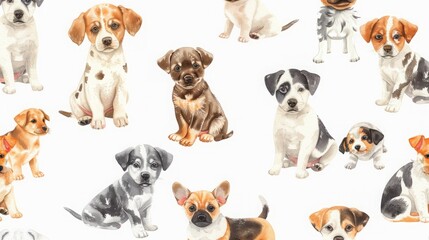 Fototapeta premium Dogs pattern illustration