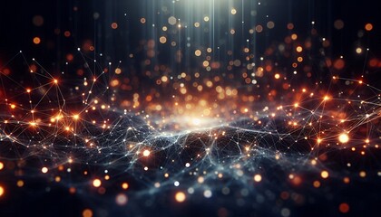 Fototapeta premium Abstract digital background of points and lines with glowing plexus