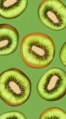 Fototapeta premium Kiwi fruit pattern on green background