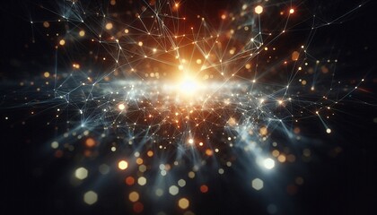 Abstract digital background of points and lines with glowing plexus