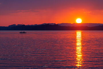 Sunset over the Chiemsee Lake, Bavaria, Germany