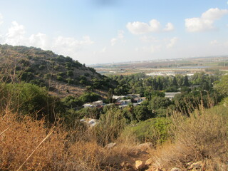 View from Mount Carmel of Haifa outskirts around Kibbutz Yagur, Israel