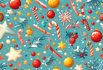 Fototapeta premium seamless new year background, background image for christmas and holiday, cartoon background for new year