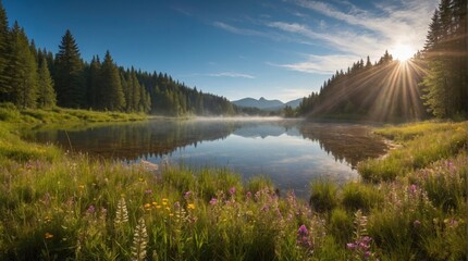 Obraz premium Wallpaper summer in the mountains