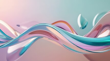 Naklejka premium abstract background with waves, glossy glass transparent object.