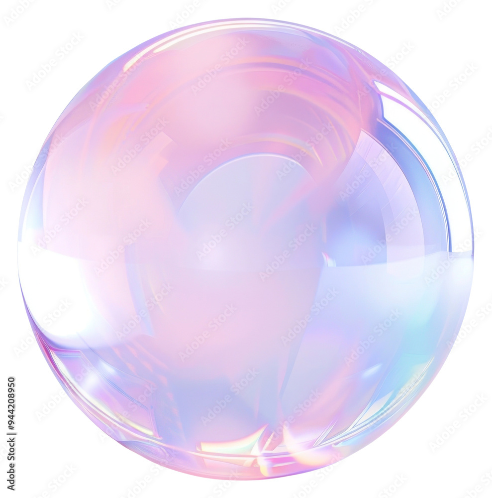 Sticker PNG Iridescent glass sphere with reflections